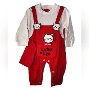 Baby Toddler Romper Overall 2-Pieces Set w/Hat Size 0-3 & 6 Months